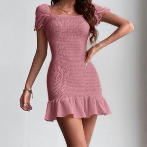 Ruffle hem fitted dress